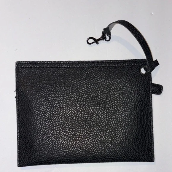 Street Level Black Textured Clutch with Wrist Strap - Picture 9 of 10